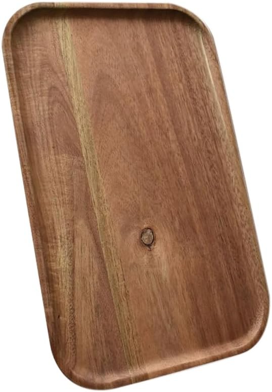 Wooden Server Trays,Acacia Wood Plate,Rectangular Dessert Platter Acacia
