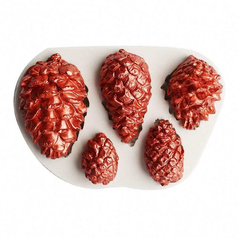 5-Cavity Pinecone Cake Fondant Mold, Pine Cone Silicone Chocolate Candy White gallery