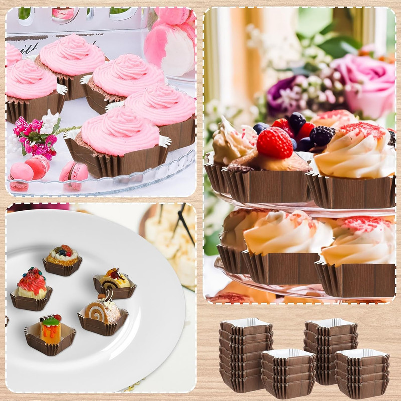300 Pcs Square Cupcake Liners 2.36 Inches Dessert Liner Paper Square Baking Cups gallery