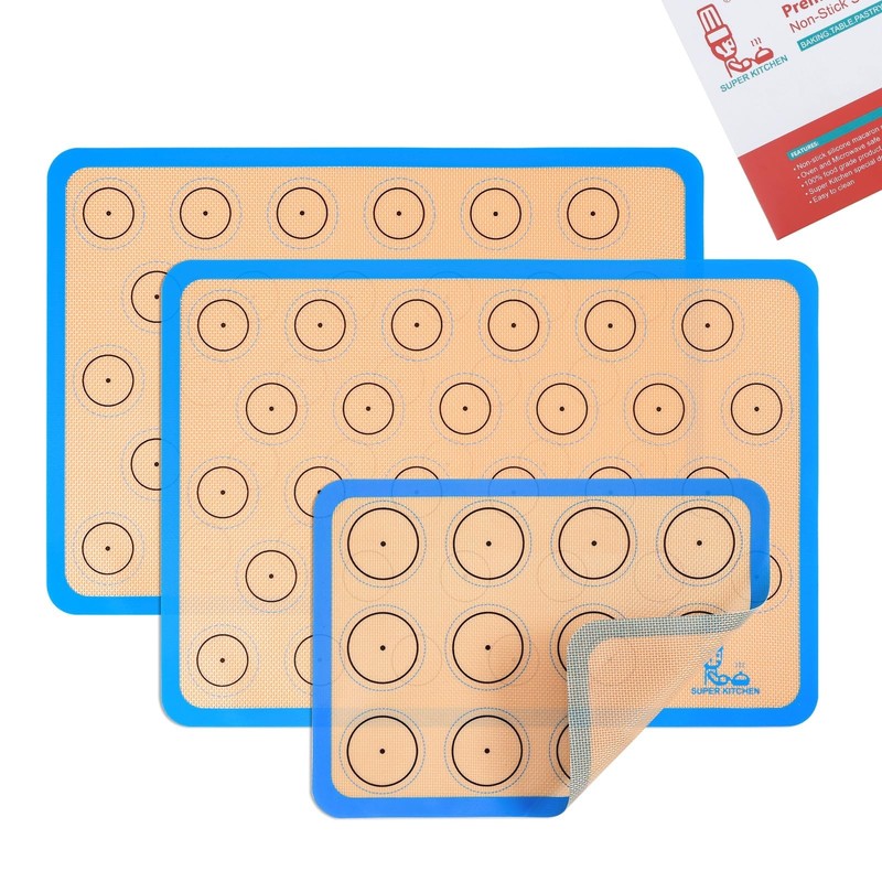 Silicone Macaron Baking Mat Half Sheet – Set of 3 (2 Half Sheet and 1 Quarter…
