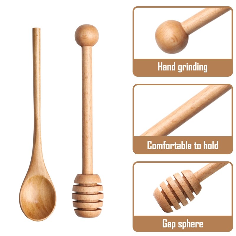 4pcs 6inch Honey Dipper Stick,Long Handle Coffee Stirring Spoons,Wooden Honey... gallery