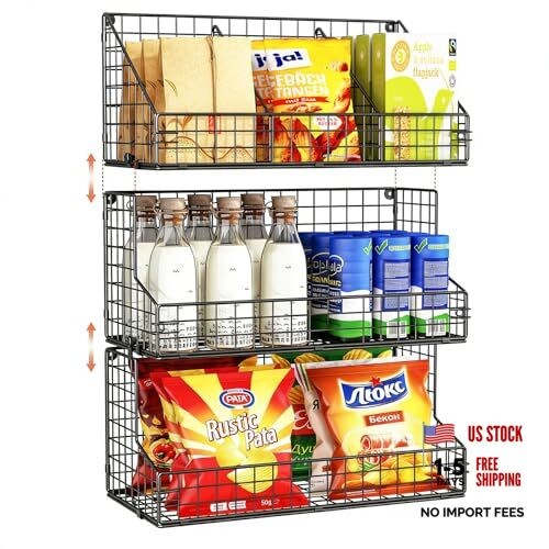 X-cosrack 3 Tier Large Stackable Snack Organizer – Versatile Wall Mounted Wire