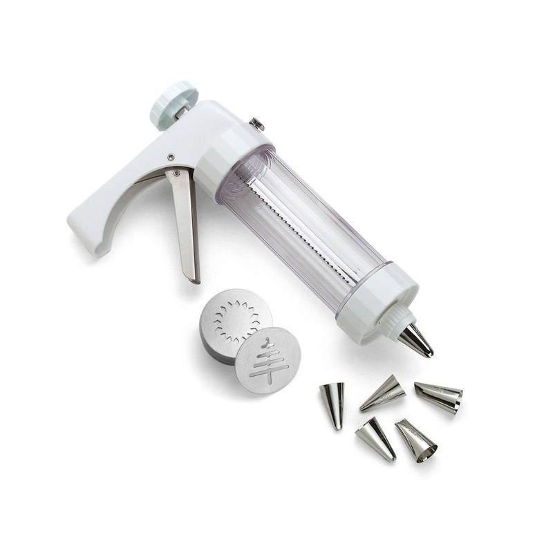 Kuhn Rikon Stainless Steel Cookie Press Set #2461 w/ 14 disks & 6 Icing Tips-New gallery