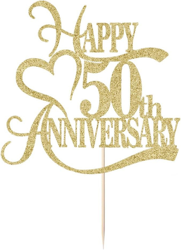 Gold Glitter 50Th Anniversary Cake Topper - Wedding Party Decoration Ideas, Anni gallery