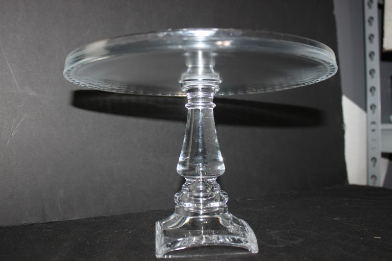 Longaberger Glass Cake Pedestal 10" Diameter Square Base Handcrafted in the USA gallery