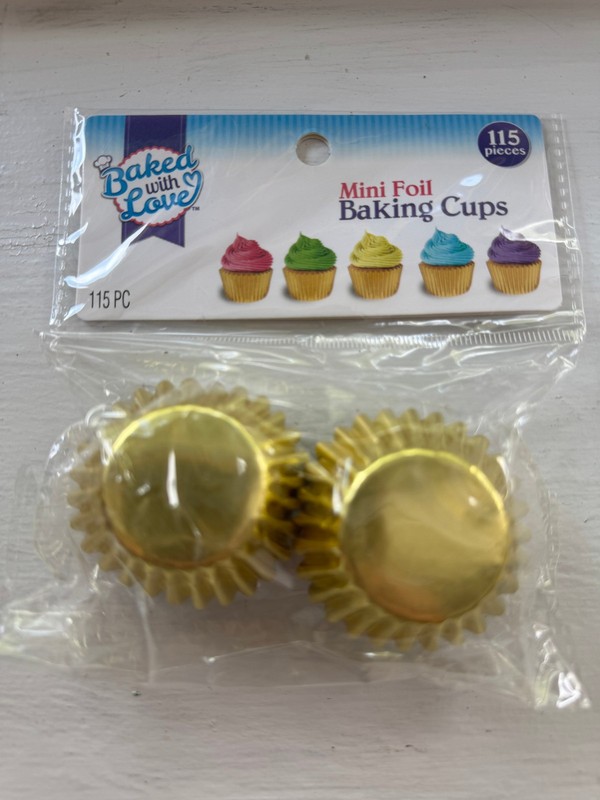 New Baked with Love Gold Mini Foil Baking Cups (115 pieces)