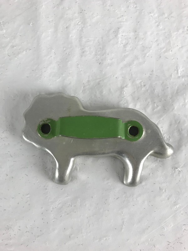 6 vintage Aluminum Green Handle Metal Cookie Cutters Animals, Tree & Man Shape gallery