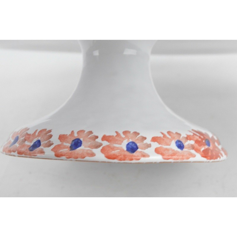 Vintage Italian Ceramic Heart-Shaped Cake Pedestal Stand 13"x12" Hand Painted gallery