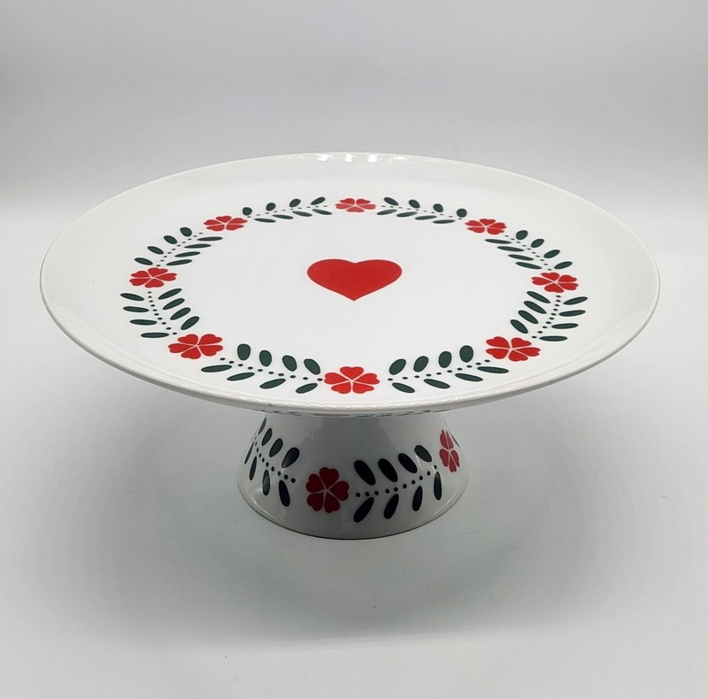 Lillian Vernon Heart and Flowers Cake Stand 1984 Vintage 