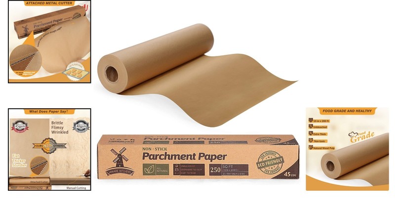 Hiware Unbleached Parchment Baking Paper Roll 15 X 200 Ft 250 Sq Ft gallery