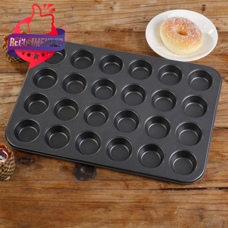 Nonstick 24 Cup Mini Muffin Pan with Extended Handles, Black gallery