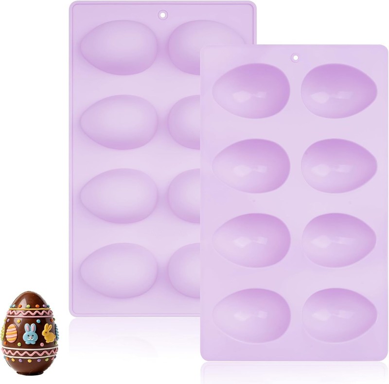 8-Cavities Silicone Molds Set of 2 Easter Silicone Egg Mold Baking Supplies