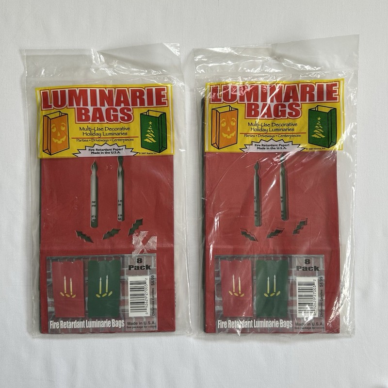 Vintage Holiday Luminarie Bags Fire Retardant Paper 7 Packs Made In U.S.A. gallery