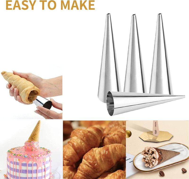 20Pcs Large Conical Cream Horn Molds, Non-Stick Cream Horn Molds Stainless Steel gallery