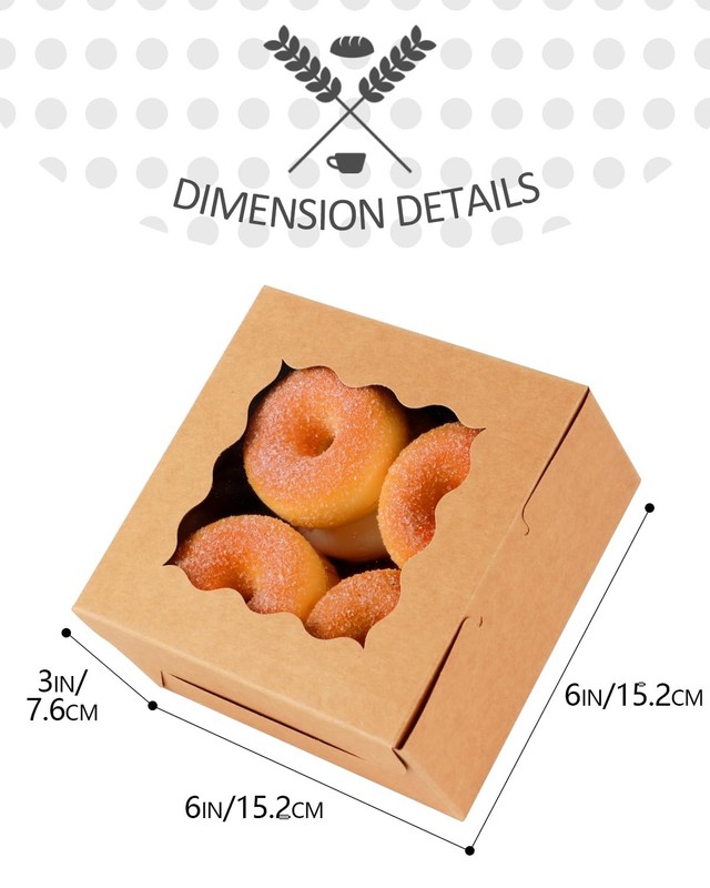 140Pcs Brown Bakery Boxes with Window - 6"x6"x3" Macaron, Donut & Cookie Boxes gallery