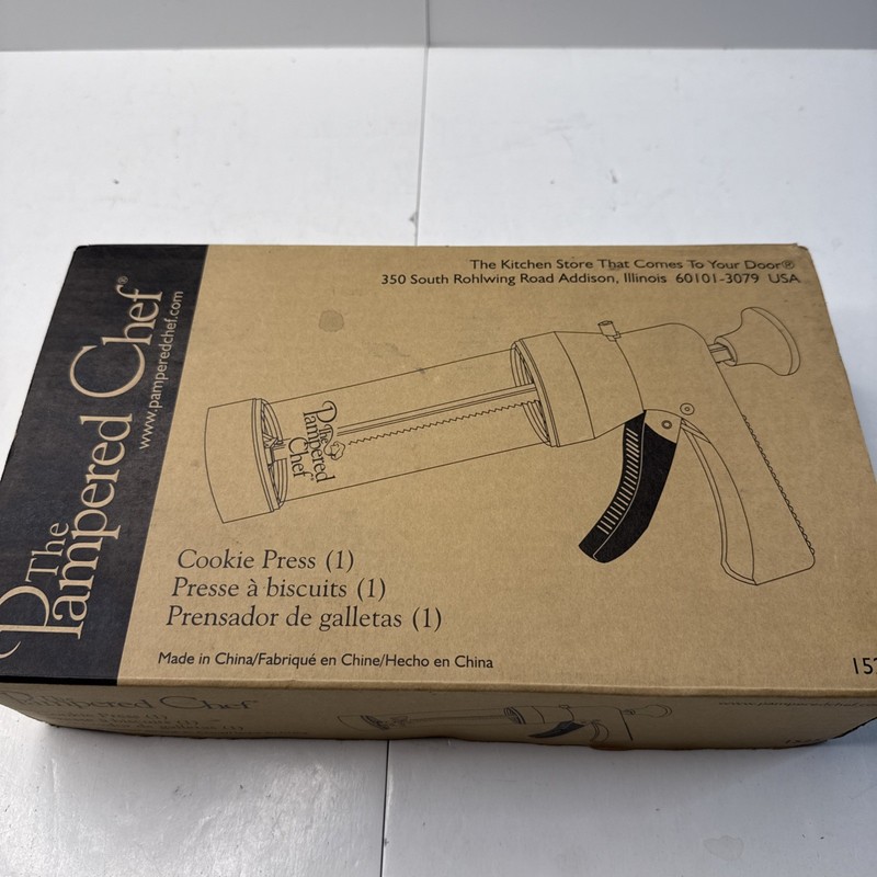 The Pampered Chef 1525 Cookie Press W/ 15 Discs White Brand New gallery
