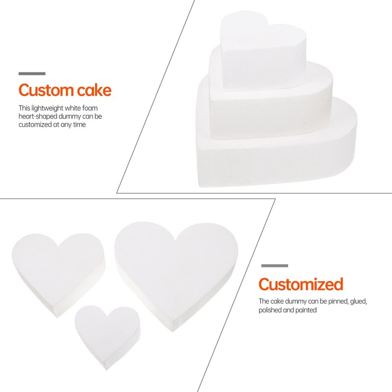 3Pcs Foam Heart Cake Dummies Reusable Cake Decorating Practice Foam Lightweig... gallery