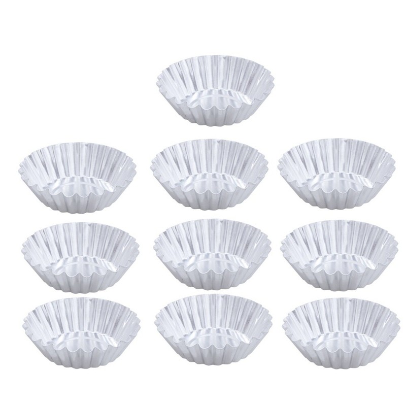 10pcs Ripple Alloy Egg Tart Mold Flower Shape Cupcake and Muffin Baking Cup gallery