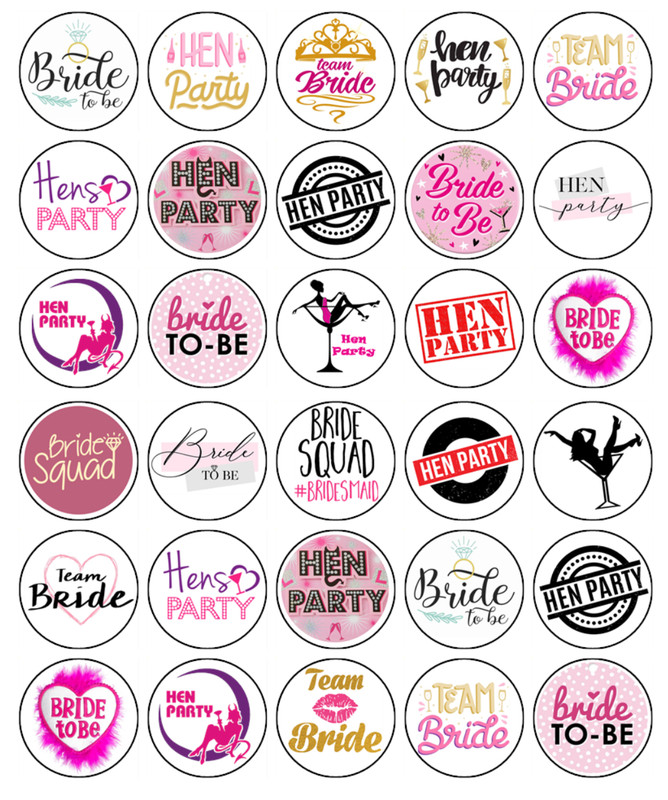 Hens Party Edible Wafer Cake & Cupcake Toppers – Bride To Be Cake Decorations gallery