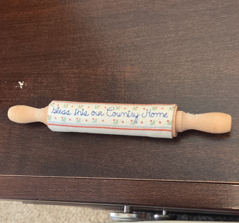 Cottagecore theme Wooden Rolling Pin w/ Handles, Fabric Cover
