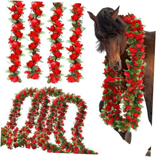Thiccywoov 96Ft 16 Pack Fake Red Roses Vines Silk Flowers Faux Plastic 96FT