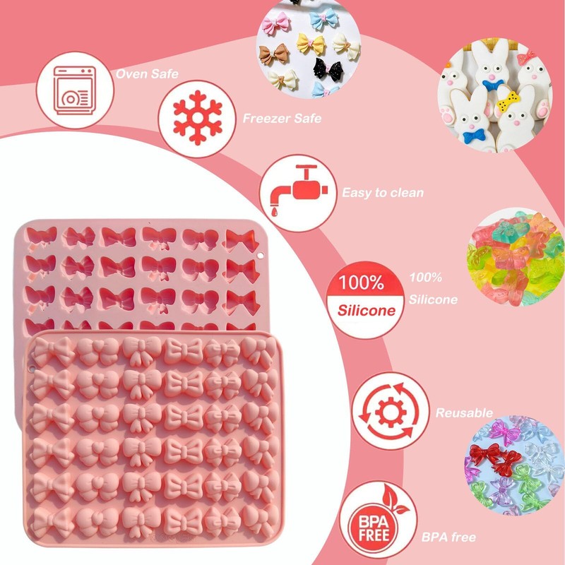 2PCS Mini Bow Molds for Chocolate 6 Different Shapes Bow Chocolate Mold for C... gallery