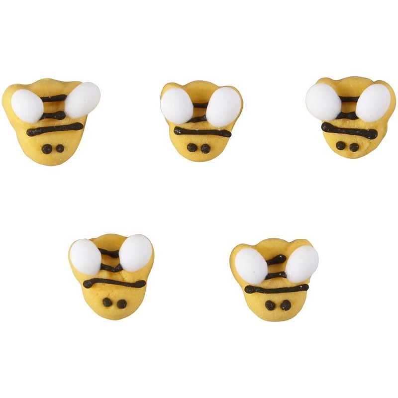 Edible Icing Decorations Bumble Bee Yellow Black White 18 Count