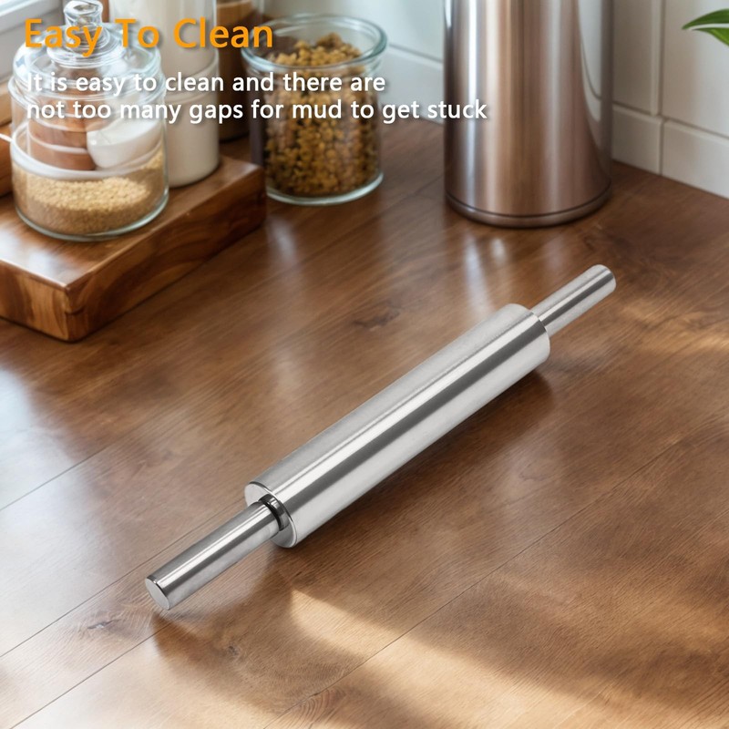17-Inch 18/8 Stainless Steel Rolling Pin - Metal Dough Roller for Baking, Piz... gallery