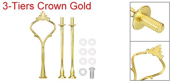 1 Set Cake Tray Stand Handle Plate Hardware Fitting 3-Tiers Crown Gold gallery
