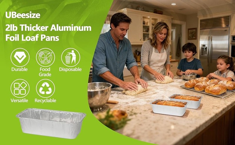 2Lb Thier & Heavy Duty Disposable Aluminum Loaf Pans, 100 Pa gallery