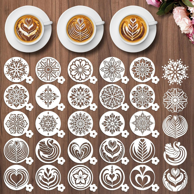 Mandala Cookie Coffee Stencils – 25 Pcs Mandala Latte Art Cookie Stencils for…