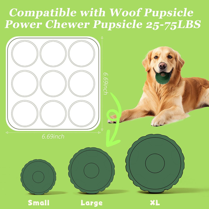 9Cavities Silicone Dog Treat Mold for Woof Pupsicle & Power Chewer Pupsicle, Fro gallery