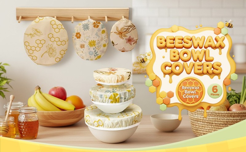 6 Pcs Reble Beeswax Bowl Covers for Bread Proofing 6/8/10 Inch Elastic gallery