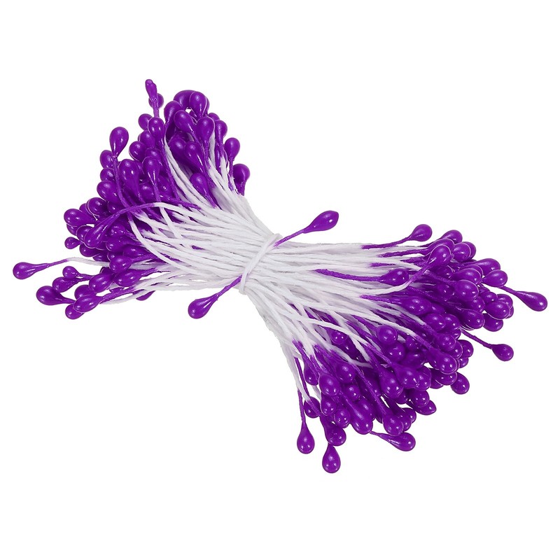 3mm Double Heads Flower Stamens 150pcs Artificial Flower Dark Purple Stamens