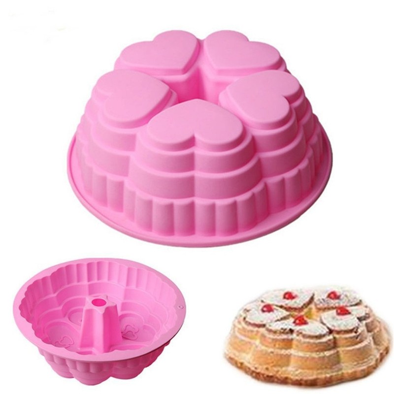 9.5 Inch Love Heart Silicone Cake Mold Baking Bakeware Party Dessert #5
