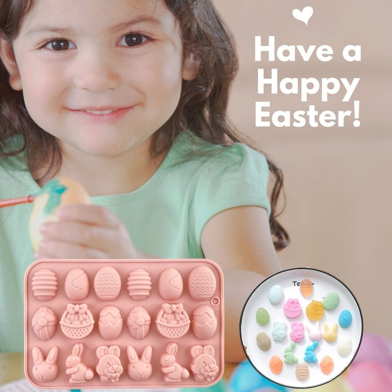 1 PCS Easter Silicone Chocolate Mold 18 Cavity Egg Bunny Rabbit Basket Shape gallery