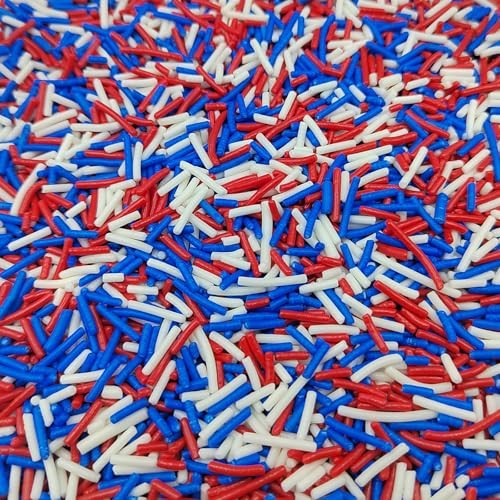 Patriotic Jimmies Sprinkles, Edible Jimmy Sprinkles Crunchy Red Blue White gallery