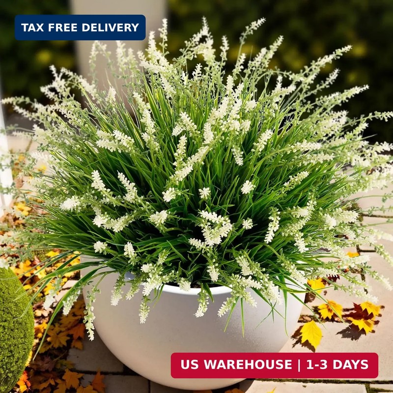 Ammyoo Artificial Faux Plants Flowers for Outdoor Decorations, Fake Monkey Grass