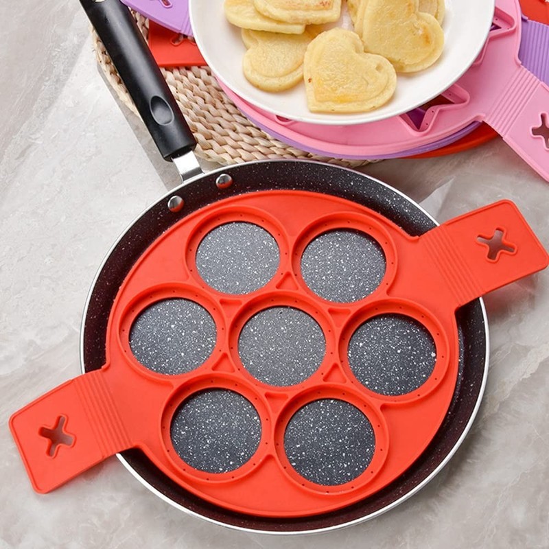Nonstick Pancake Molds Ring Silicone Fried Egg Mould Reusable Pancake Maker E... gallery
