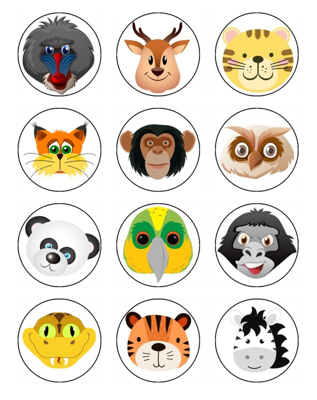 Jungle Animal Cake Topper Edible Icing Birthday Cake Decorations (3 Sizes) #01 gallery