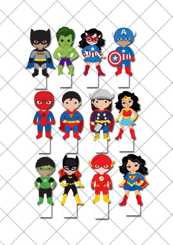 Superhero Spiderman Batman Pre-cut Edible Stand-Up Wafer Card Cupcake Toppers gallery