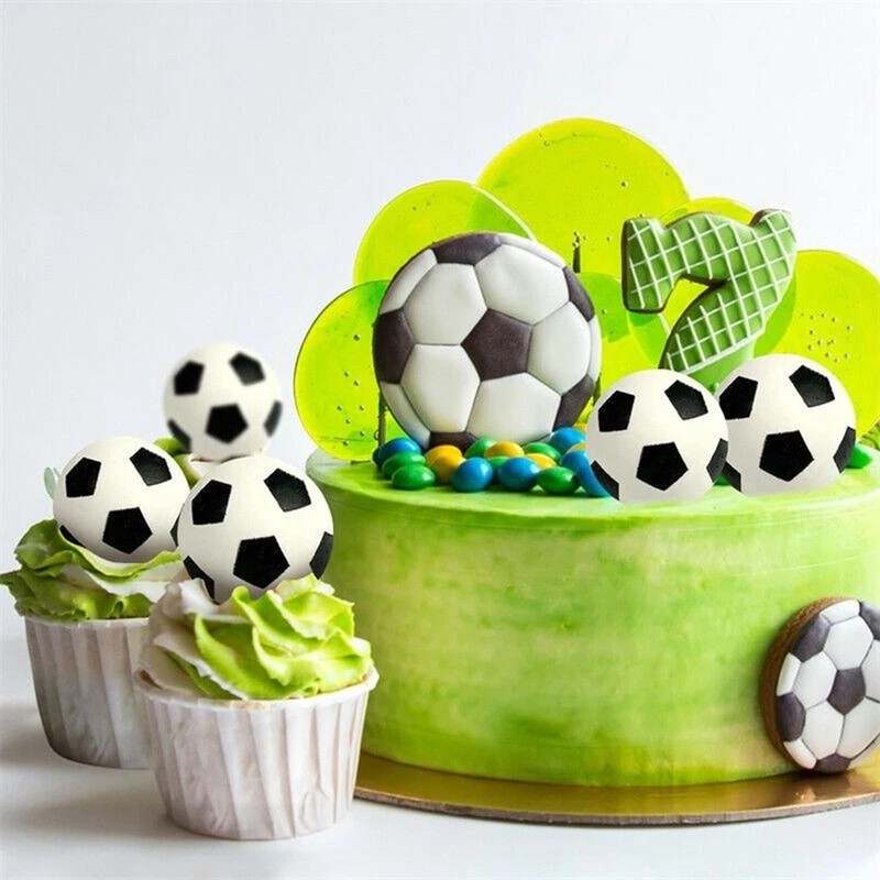 12Pcs Soccer Ball Cup Decor Cake Topper Decorations Football Basketball Baseball gallery