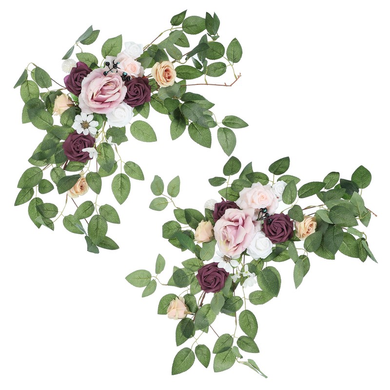 Wedding Bow Flowers, 2Pcs, Pink/Fuchsia, Fake Silk, Floral Garland