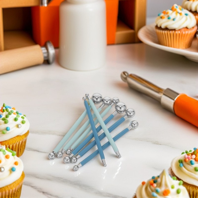 8 Pcs Embossing Ball Stylus Baking Decoration Tool Cake Sugar Flower Tools gallery
