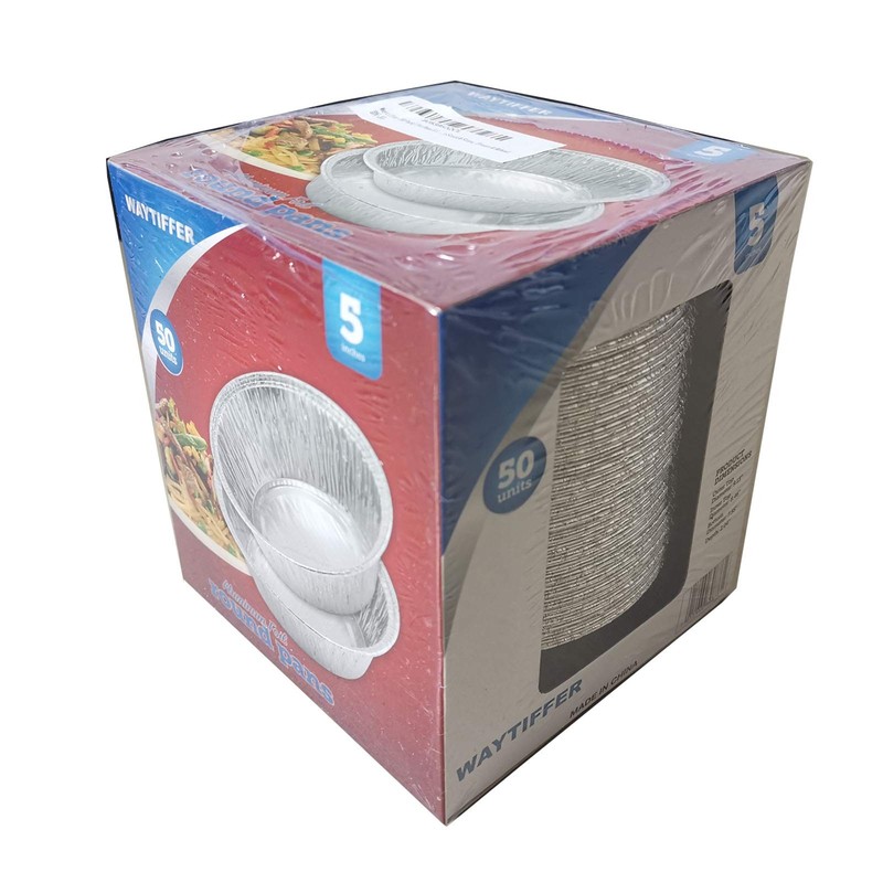 Waytiffer (50 Pack Pie Pans 5 inch,Mini Tins 50pack(5inch), Silver gallery