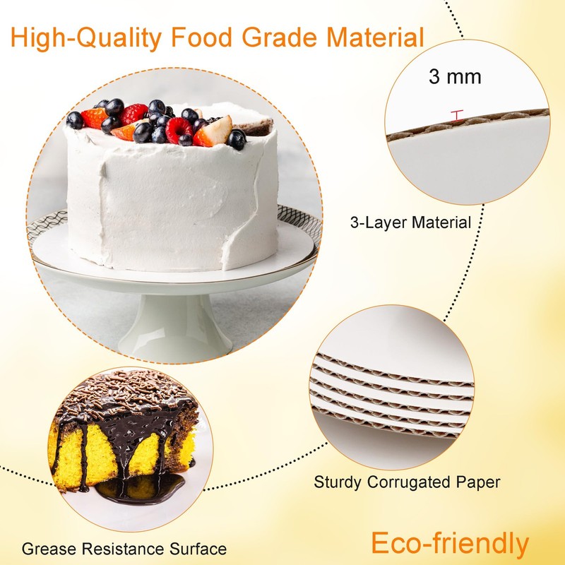 12 PCS 10 Inch White Cake Boards Sturdy Corrugated Round Cardboard Bases gallery