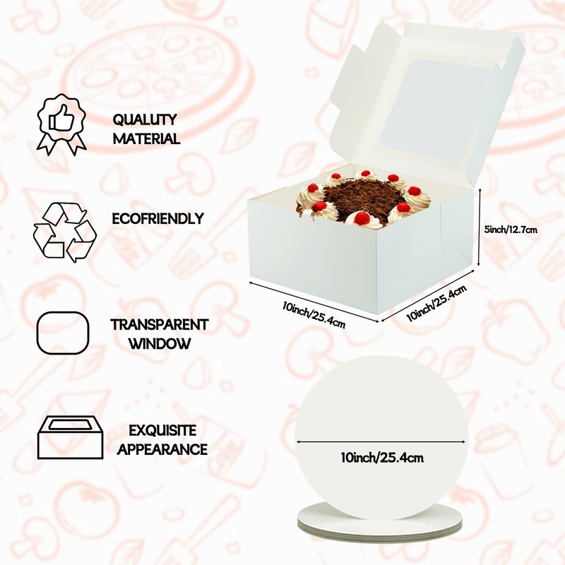 10x10x5 inch Cake Boxes20 Pack Bakery Boxes with Windowand 10 Inch Round Cake... gallery