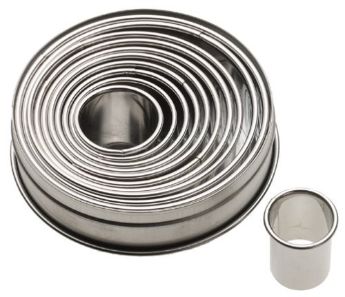 Ateco Plain Edge Round Cutters in Graduated Sizes, Stainless Steel, 11 Pc Set gallery