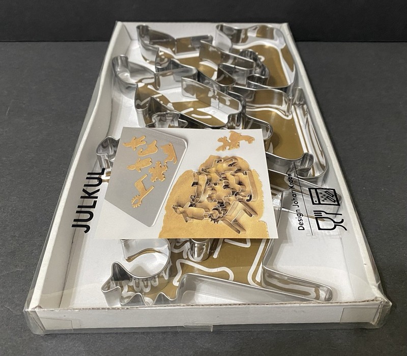 IKEA JULKUL 6 Metal COOKIE CUTTERS Christmas Holiday Sleigh Snowflake Reindeer gallery
