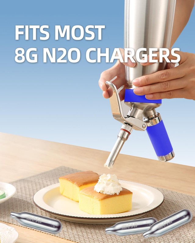 MOSA Professional 1 Pint (500mL) Blue Stainless Steel Whipped Cream Dispenser... gallery